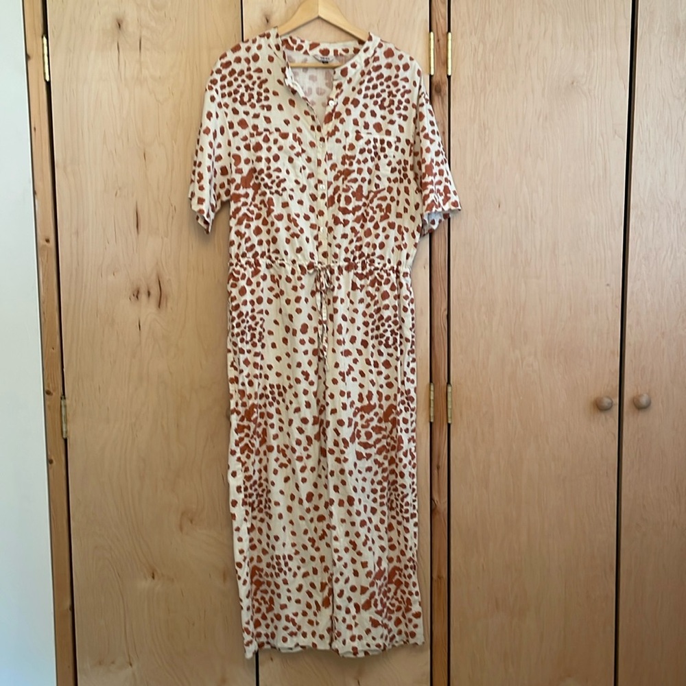 The Kit Issa Jumpsuit in Cream and Brown print